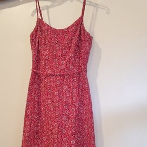 LOFT Red Dress Mid Length Spaghetti Strap